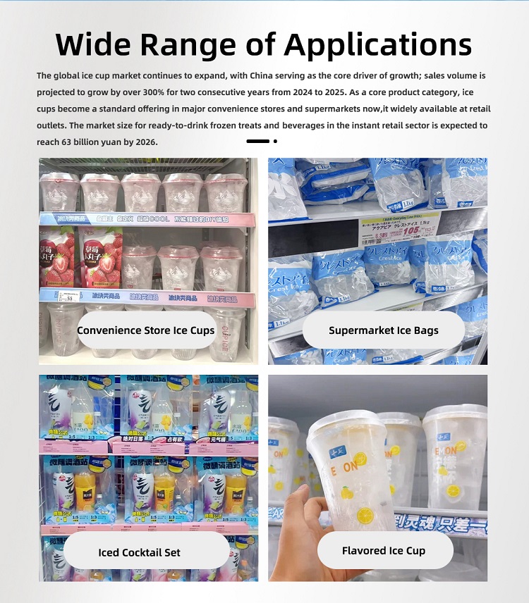 Wide Range of Ice Cup & Ice Bag Uses โซลูชั่นน้ำแข็งเชิงพาณิชย์: ถ้วยน้ำแข็ง ถุงน้ำแข็ง และน้ำแข็งปรุงแต่งสำหรับการขายปลีกและบริการอาหาร
