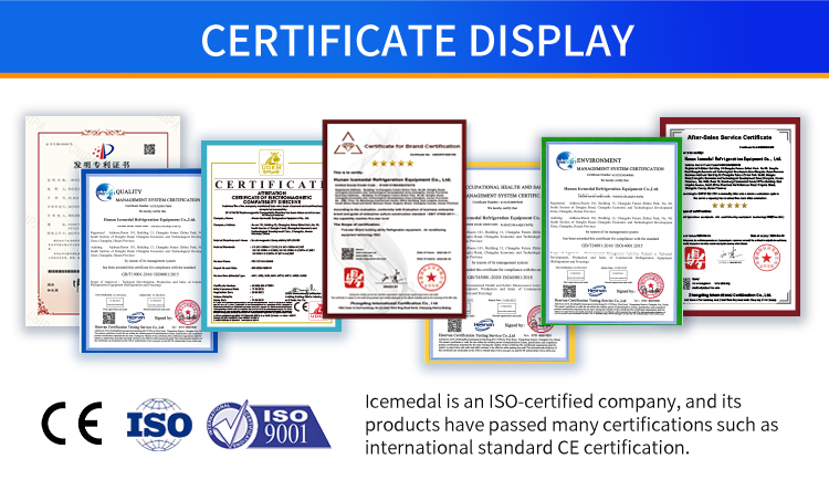 icemadal-ice-machine-factory-certificates จอแสดงผลใบรับรองโรงงานเครื่องทำน้ำแข็งอุตสาหกรรม Icemadal, ISO9001, CE, สิทธิบัตรการประดิษฐ์, การรับรองระบบการจัดการคุณภาพและสิ่งแวดล้อม